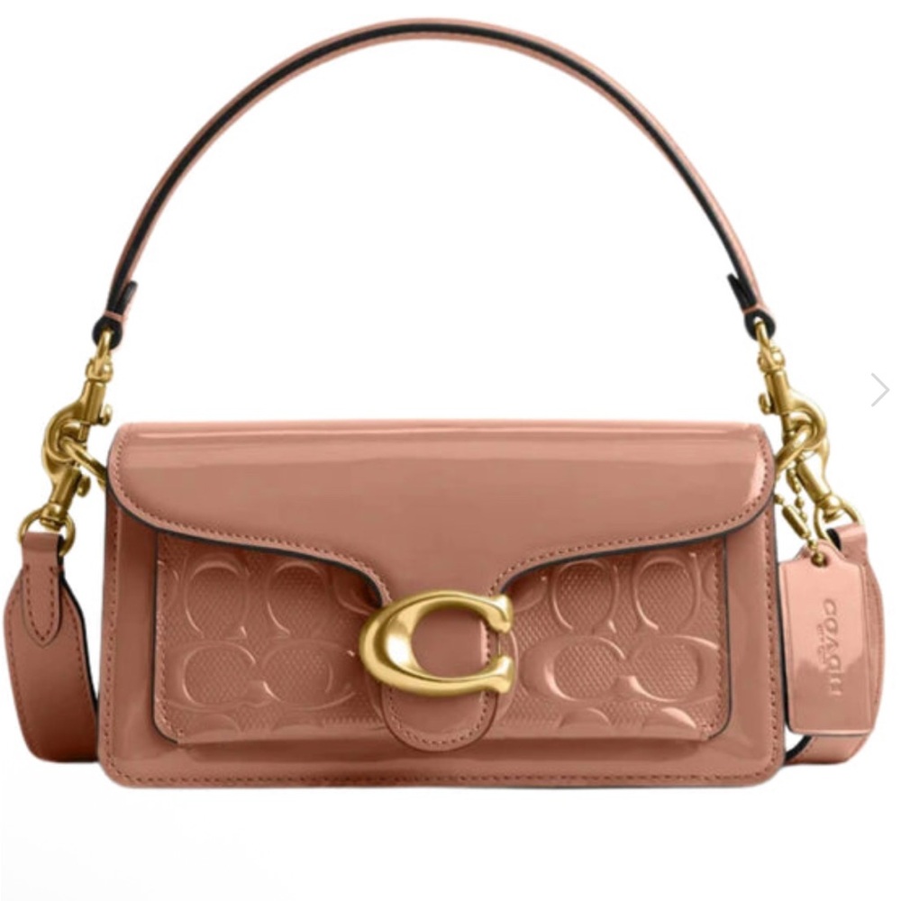 Coach Tabby 20 Shoulder Bag In Signature Patent Leather Cappuccino